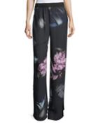 Floral Crepe Track Pants