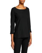 Petite Boat-neck 3/4-sleeve Washable Crepe Tunic