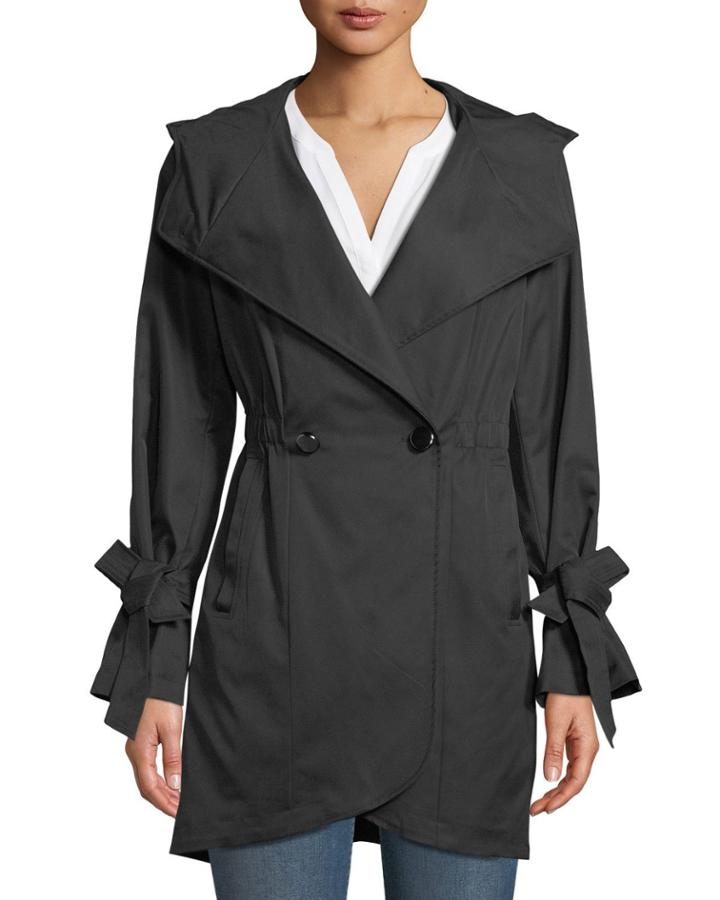 Tie-sleeve Tulip Hem Trench Coat