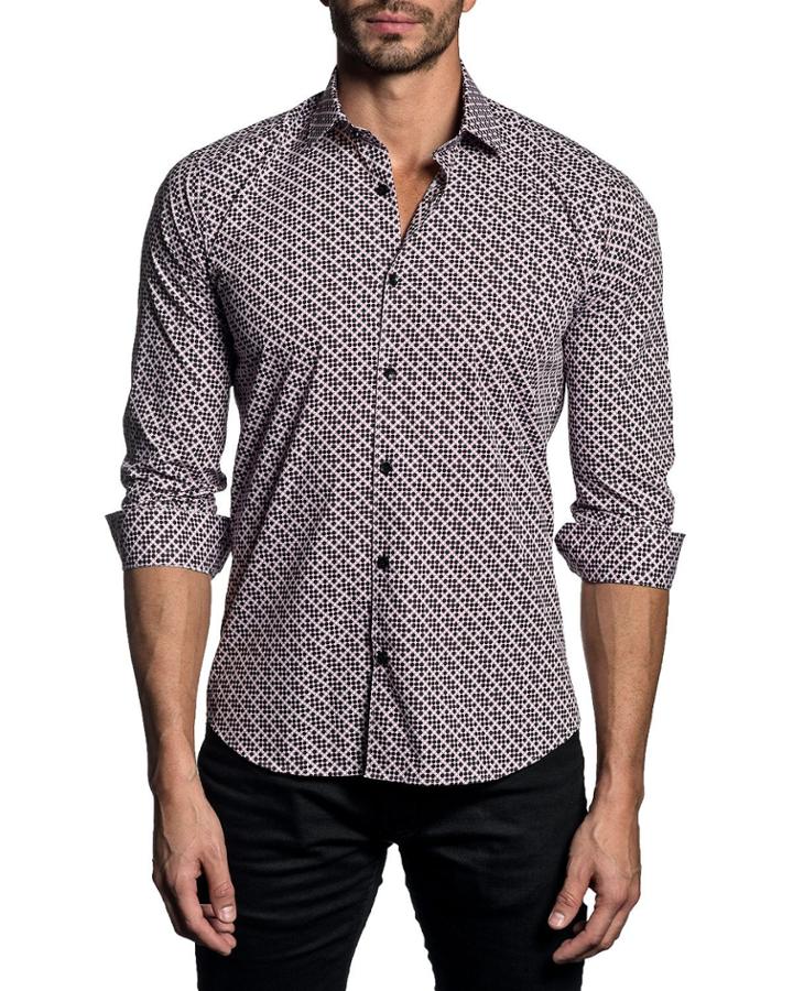 Men's Semi-fitted Dot-print Woven