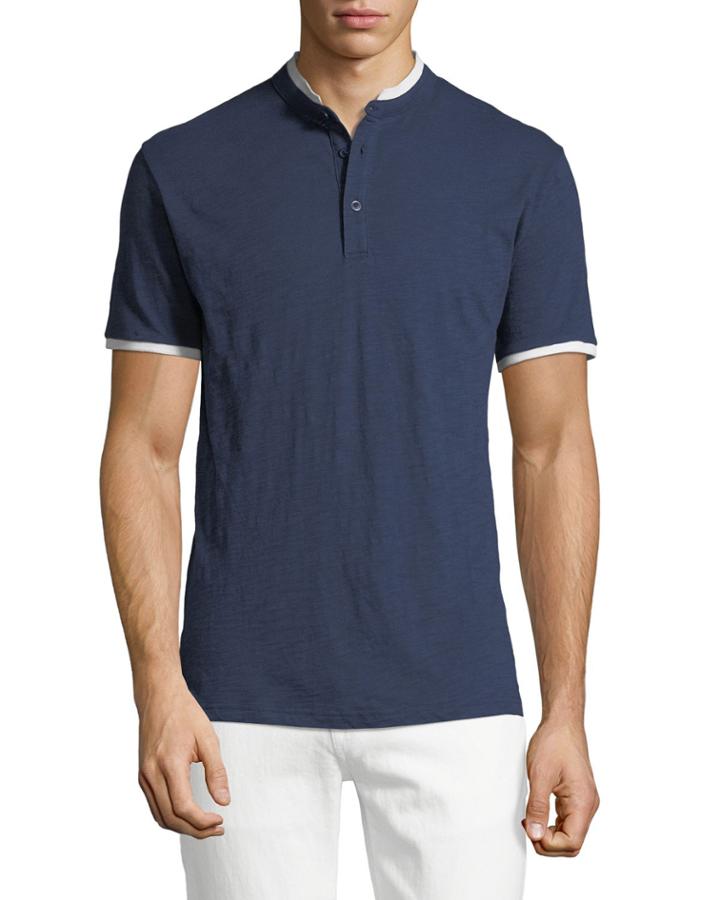Short-sleeve Slub-knit Henley