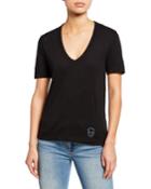 Wassa Distressed Skull V-neck Tee