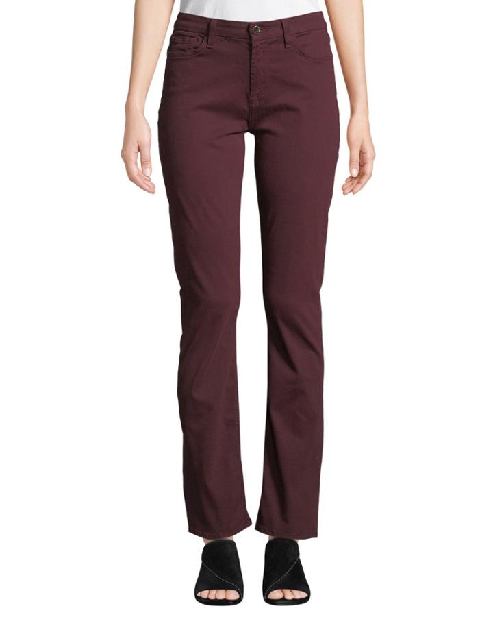 Slim Straight Jeans, Dark Red