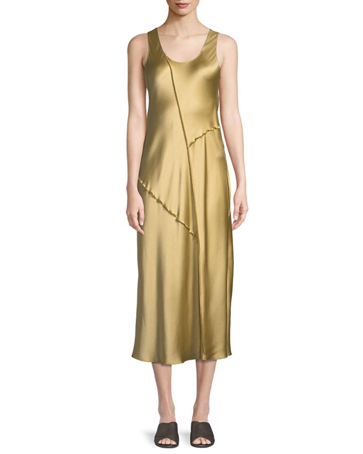 Raw-edge Silk Tank Dress