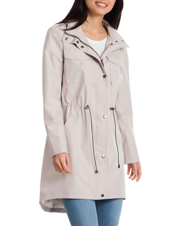 Hooded High-low Rain Anorak Coat