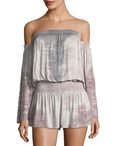 Estelle Tie-dye Ombr&eacute; Off-the-shoulder Romper