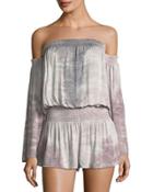 Estelle Tie-dye Ombr&eacute; Off-the-shoulder Romper