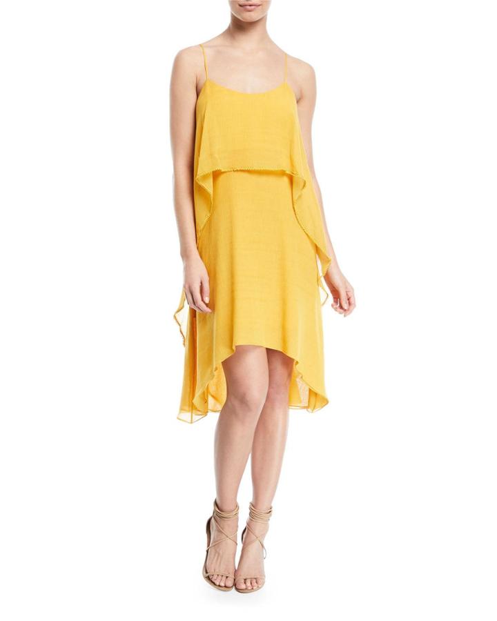 Flowy Layered-flounce Sleeveless Dress