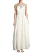 Illusion-yoke Jacquard Gown