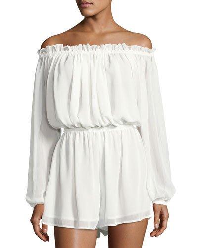 Mateo Off-the-shoulder Playsuit, White