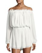 Mateo Off-the-shoulder Playsuit, White
