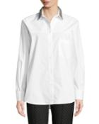 Animal Metallic Embroidered Button-front Cotton