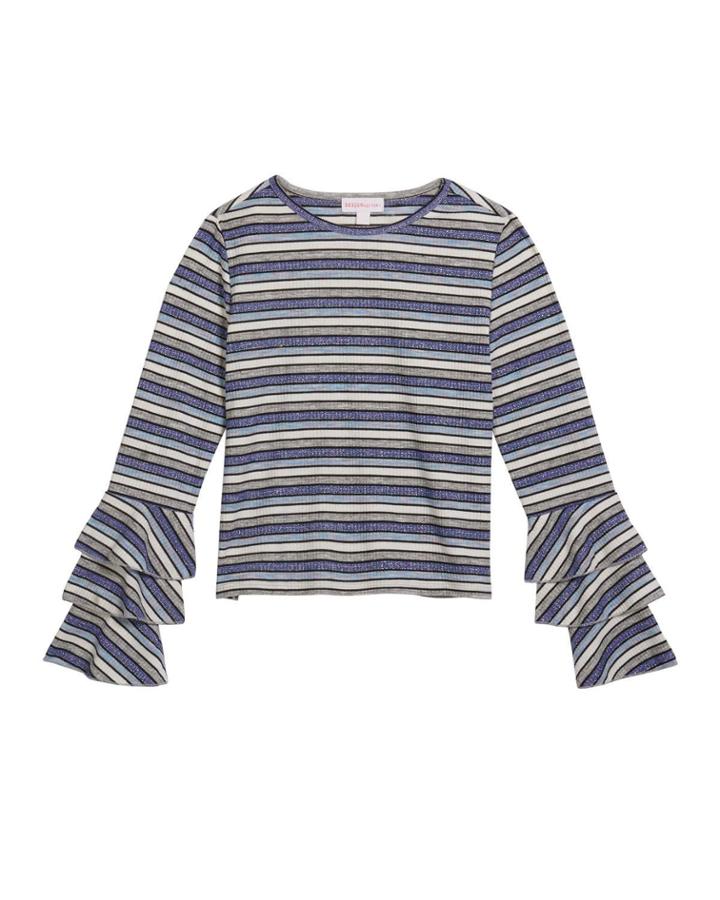 Girl's Multi Stripe Metallic Top,