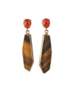 Glass And Tiger Eye Earrings
