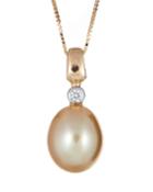 14k Diamond Bezel & South Sea Pearl Necklace