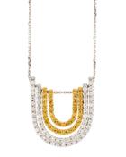 18k Horseshoe Yellow & White Diamond Pendant Necklace,