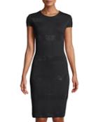 Cap-sleeve Rhinestone-striped Knit
