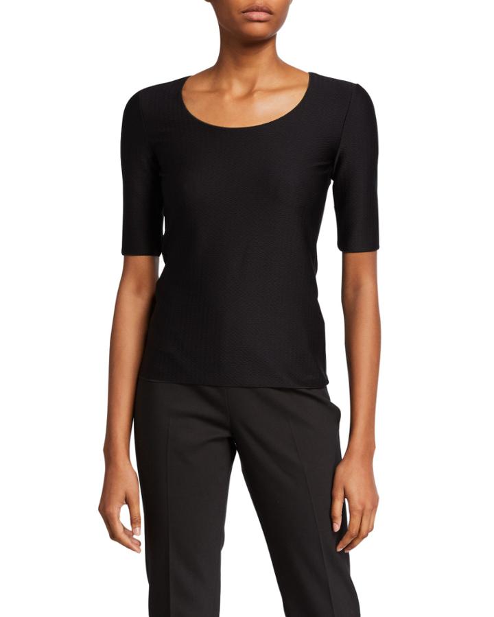 Scoop-neck Wave-textured