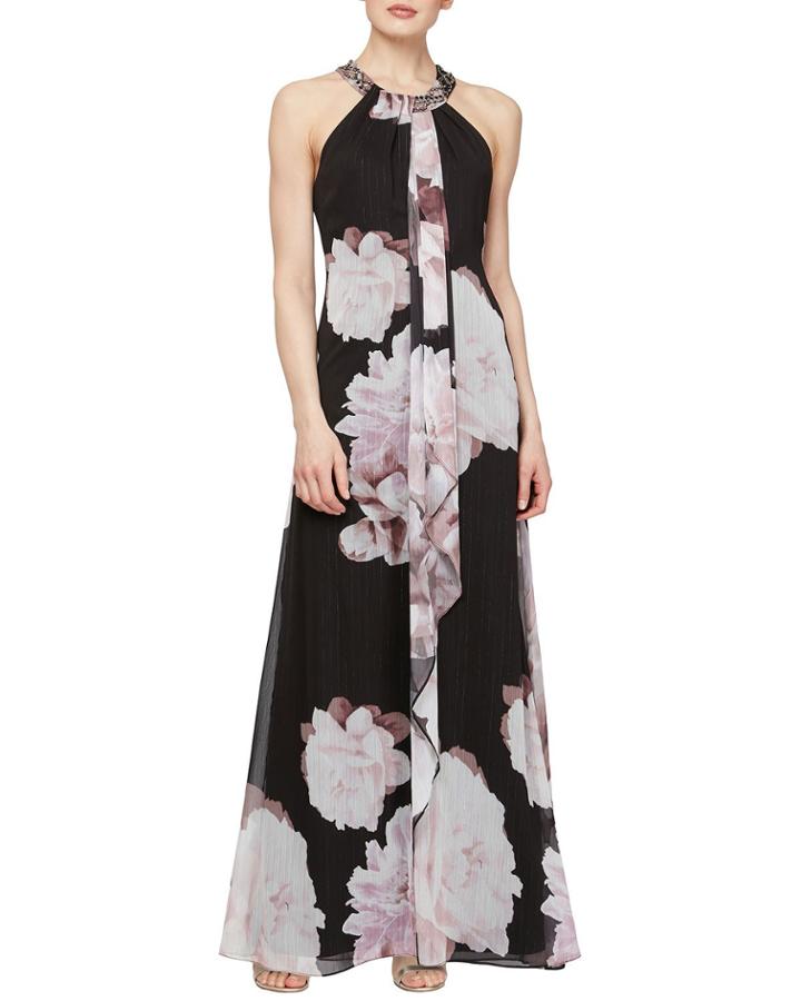 Floral Embellished-neck