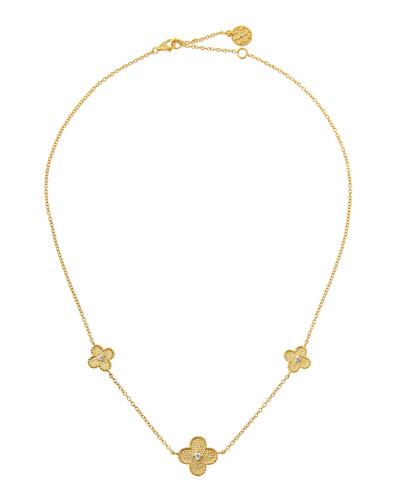 Hammered Clover Station Necklace