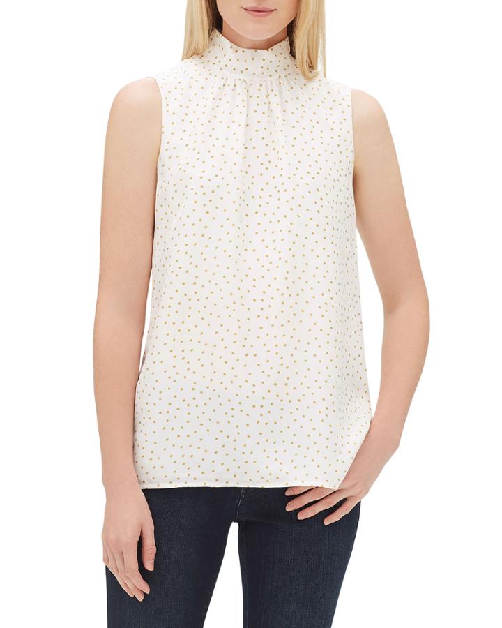 Leanne Sleeveless Brilliant Boxes Turtleneck Blouse
