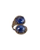 Blue Sapphire Bypass Ring W/ Diamonds