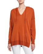 Long-sleeve Cotton Crepe Relaxed Pullover Hoodie