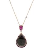 18k Yellow Gold Diamond And Sapphire Pear Pendant Necklace