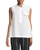 Sleeveless Blouse W/ Flower Detall