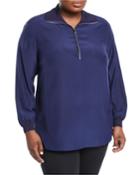 Daryn Silk Knit-trim Blouse,