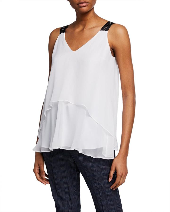 V-neck Sleeveless Chiffon Top With