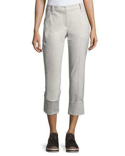 Stretch-wool Cropped Cuff Pants