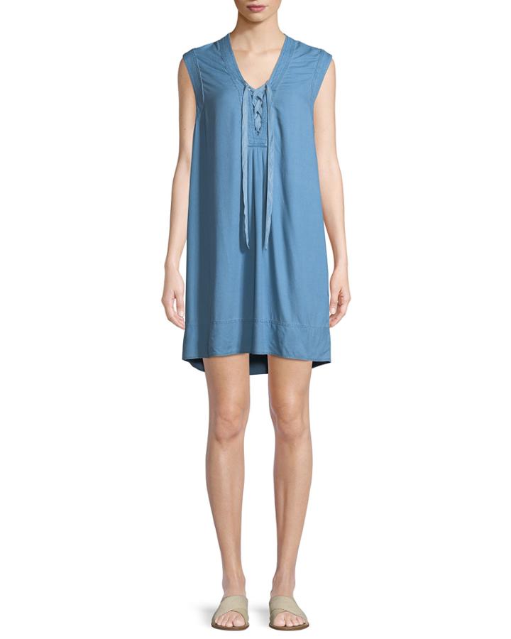 Lace-up Sleeveless Chambray