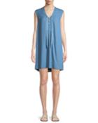 Lace-up Sleeveless Chambray