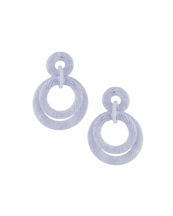 Banded Hoop Earrings, White