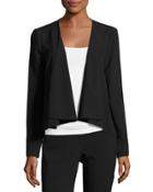 Drape-front Crepe Jacket, Black