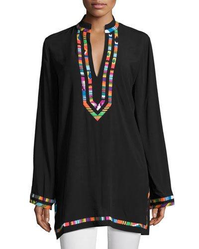 Mambo Contrast-trim Tunic, Black