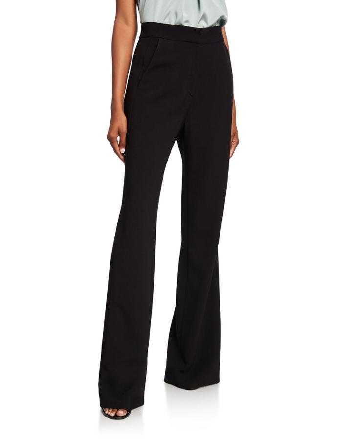 Stretch-viscose Blend Crepe Flare Pants W/