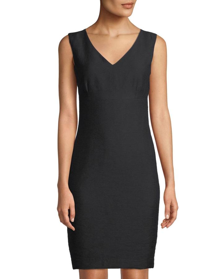 V-neck Faille Knee-length Dress