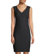 V-neck Faille Knee-length Dress
