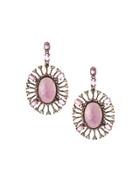 Round Drop Earrings With Pink Tourmaline & Diamonds