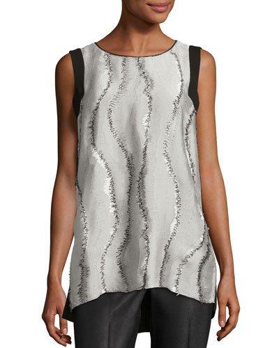 Sasha Graphic-weave Blouse, Black Pattern
