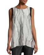 Sasha Graphic-weave Blouse, Black Pattern