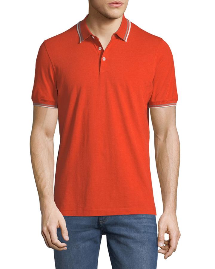 Striped-trim Jersey Polo