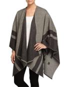 Border-stripe Wool Wrap, Medium Gray/charcoal