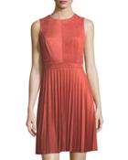 Faux-suede Fit-and-flare Dress