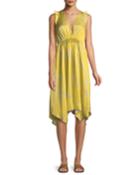 Ruffle-trim V-neck Floral-print Dress