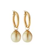 14k Gold Hoop & Pearl Drop Earrings