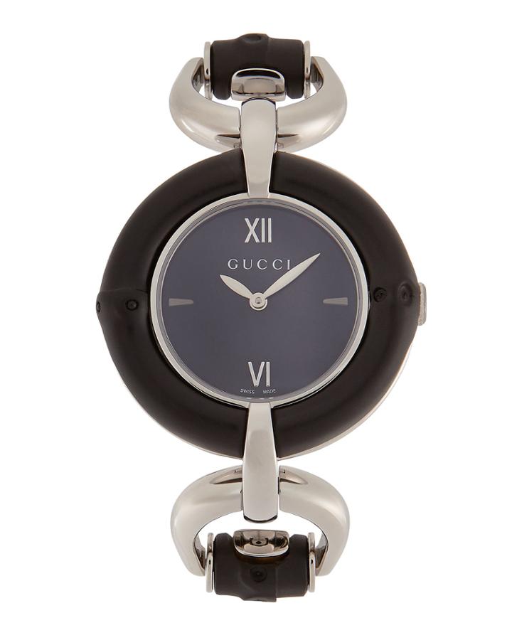 Bamboo Medium Stainless Steel Bangle Watch, Black
