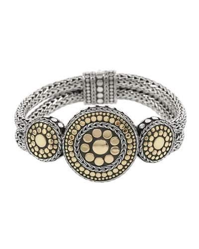 Dot Gold & Silver Nuansa Round Three Station Bracelet